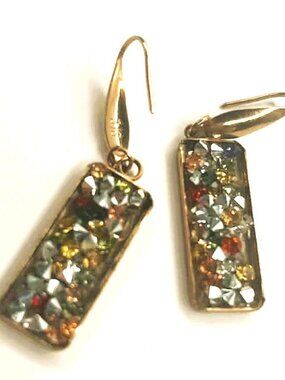 Multicolor Crystal Earrings Handmade Resin Dangle Modern Gift